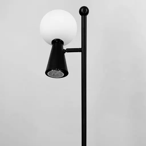 Чорний торшер ABELINA з білим плафоном на два джерела світла Line.F YG 8006-2L BK+WT - фото 4