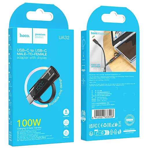 Перехідник Hoco UA32 Type-C male to Type-C female display adapter Black - фото 6
