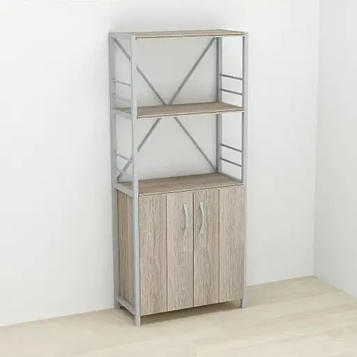 Етажерка 3/60 Ferrum-decor Серії Конект із тумбою 144x60x28 Сірий ДСП Сонома Трюфель (FRD-104460)