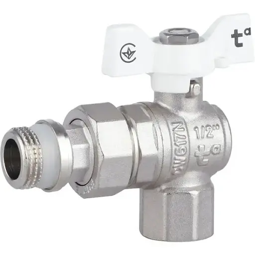 Кран шаровой Thermo Alliance "Американка" Forte 1/2" ВН угловой, антипротекание, бабочка SF223W15 - фото 1