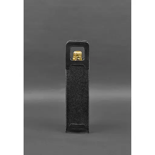 Чехол для вина BlankNote Crazy Horse 1.0 из фетра с кожаными вставками черный  - фото 2