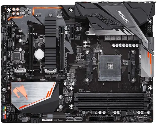 Материнская плата Gigabyte B450 Aorus Elite (B450 Aorus Elite) (Socket AM4, AMD B450, ATX) Б/у - фото 1