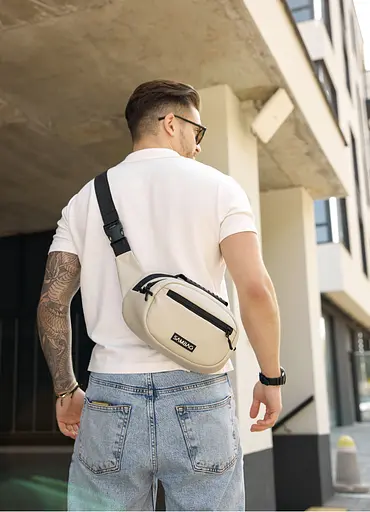 Сумка через плечо бананка Sambag Flex серая 30×17×10 см (85351030m) - фото 2