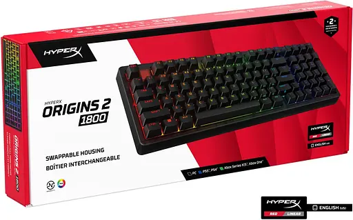 Клавіатура HyperX Alloy Origins 2 1800 103key Red USB-A Hot-Swap EN/UA RGB Black (B4QS4AA) - фото 6