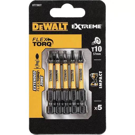 Набір біт DeWalt Impact Torsion ударні Torx Т10 L=57 мм 5 шт. (DT7393T) - фото 2