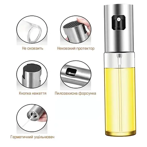 Распылитель диспенсер бутылка спрей для масла, уксуса, соусов, 100 мл стекло, Kitchen Master Серый 85583 - фото 3