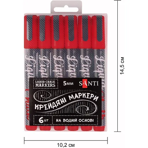 Меловой маркер Santi 5 мм 6 шт. красный (391124) - фото 3