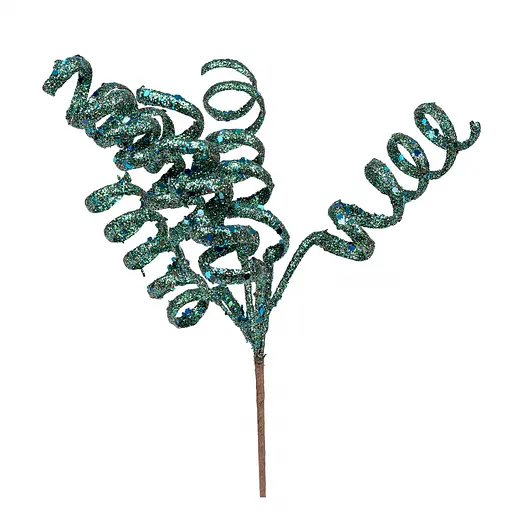 Гілка декоративна Yes! Fun Спіралі, 21 см, бірюзова, гліттер
