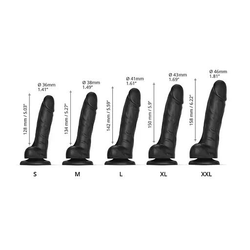 Реалистичный фаллоимитатор Strap-On-Me Sliding Skin Realistic Dildo Black - XXL, эффект подвижной ко - фото 4
