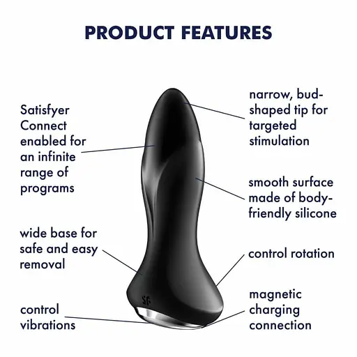 Анальна пробка Satisfyer Rotator Plug 1+ 12.8 см (чорний) - фото 7