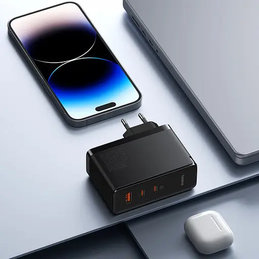 Зарядний пристрій блок і кабель 240W Baseus GaN 5 Pro 160 W 1U+2C (P10110825113-00) чорний - фото 9