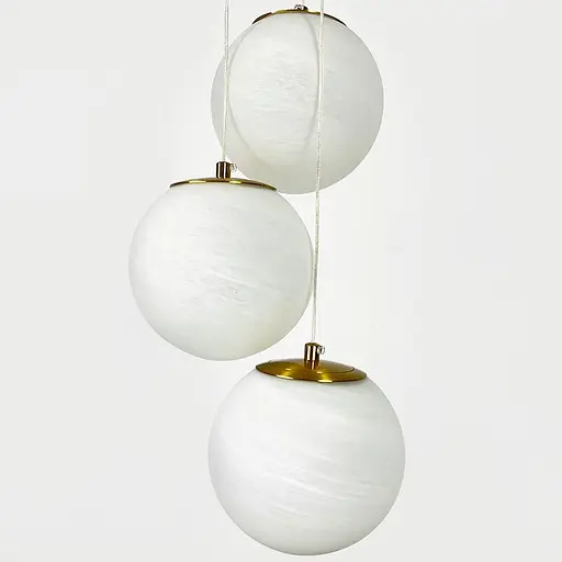 Люстра-пучок на 3 мармурових плафона | Line F | Арт. MJ141/3 AB+WT - фото 4