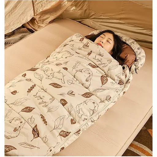 Зимовий спальний мішок Naturehike MT300 CNH22SD015 Правий (Бежевий з принтом) - фото 2