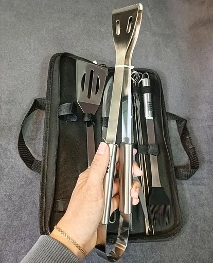 Набор для гриля и барбекю: 6 аксессуаров - Для любителей BBQ - из нержавеющей стали с ножом 4 шампурами 2304 - фото 3