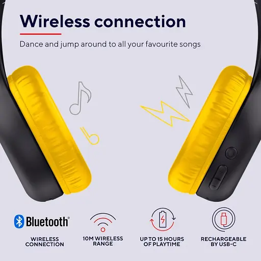 Наушники Trust On-ear Nouna Kids Wireless Mic черные - фото 4