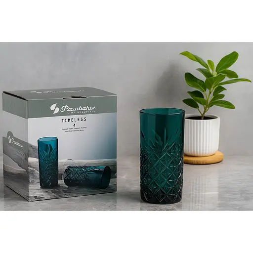 Набор высоких стаканов Pasavahce Timeless для напитков 450 мл 4 шт. зеленый (52800/Зел) - фото 6
