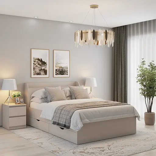 Ліжко двоспальне MebelStar Адель з ящиками 140x200 см Кашемір (MBS-1423)