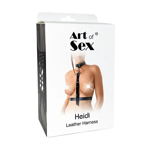 Сексуальная портупея из натуральной кожи Art of Sex - Heidi, цвет черный - фото 4