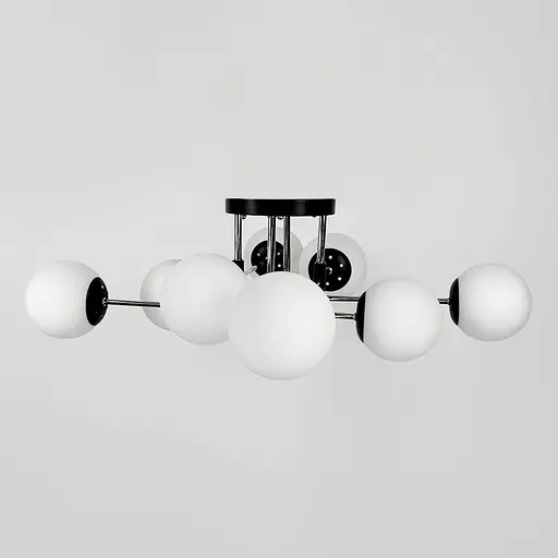 Потолочная люстра на 8 белых плафонов Ø 80 см | Ст. 91177/8 CH+BK+WT | Line F - фото 3