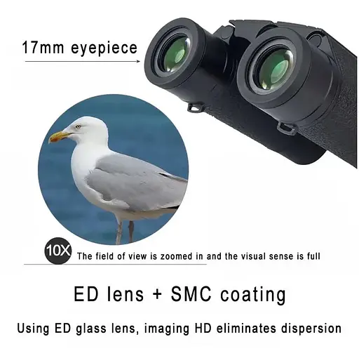 Водонепроницаемый бинокль Shuntu 10х25 ED SMC IPX8 Bak4 (Черный) - фото 5