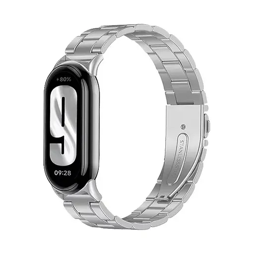 Комплект ремінці Tamister для фітнес-браслета Xiaomi Mi Band 8 та 9 Bead design Silver - Milanese design Black - фото 2