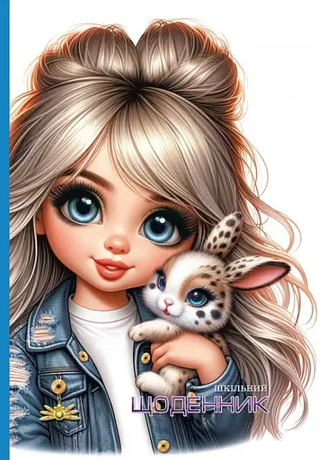 Щоденник, 55 г, 7БЦ, 165x240 мм, 40 аркушів, матова ламінація, вибірковий об’ємний УФ-лак, гліттер, 25068