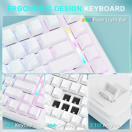 Игровая магнитная клавиатура MAMBASNAKE M82 HE / Hall Effect / Magnetic Switch / 75% / Rapid Trigger / White - фото 7