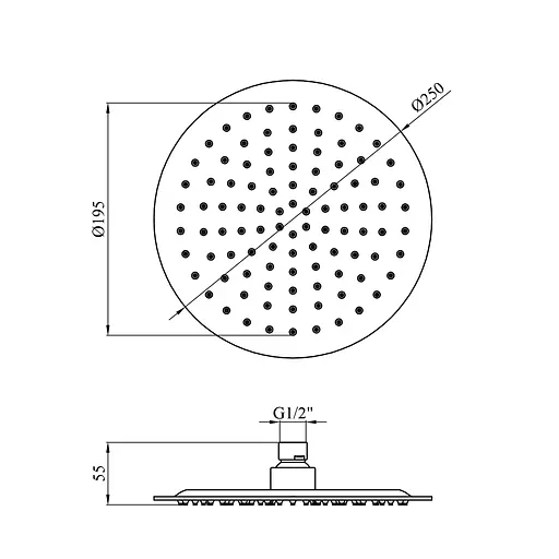 Верхний душ Kroner KRP Edelstahl Klassisch - ESG703-25 CV022951, Хром матовый - фото 2