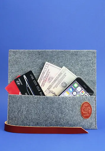 Тревел-кейс 1.0 из фетра с коричневыми кожаными вставками - фото 3