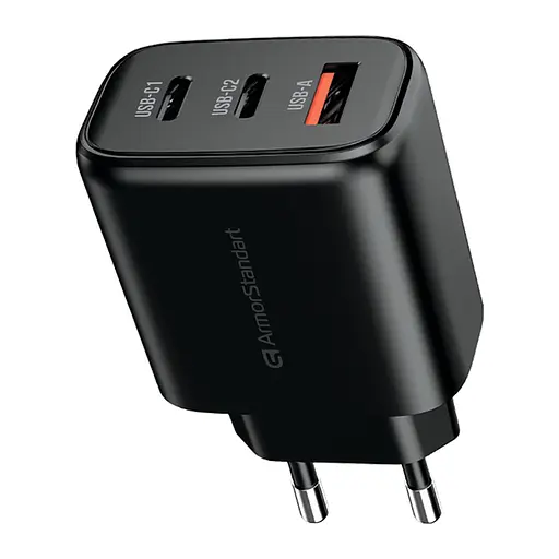 Адаптер живлення на 3 порти ArmorStandart Resolute Power ARP-621 65W GaN чорний - фото 2