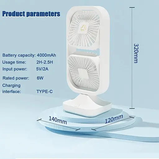 Портативный настольный бесшумный вентилятор TONIFAY Tower Oscillating 3 скорости, вращением на 180° - фото 4
