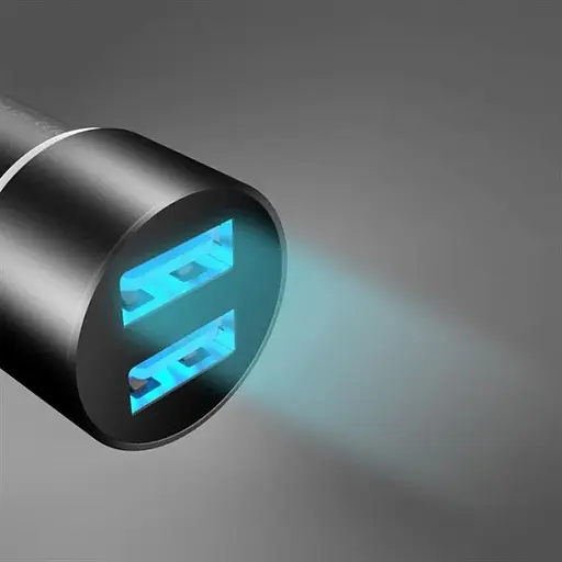 Автомобільний зарядний пристрій Sky Dolphin SZ02L AluMinium (2USB, 2.4A) Black (AZP-000071) + кабель Lightning - фото 4