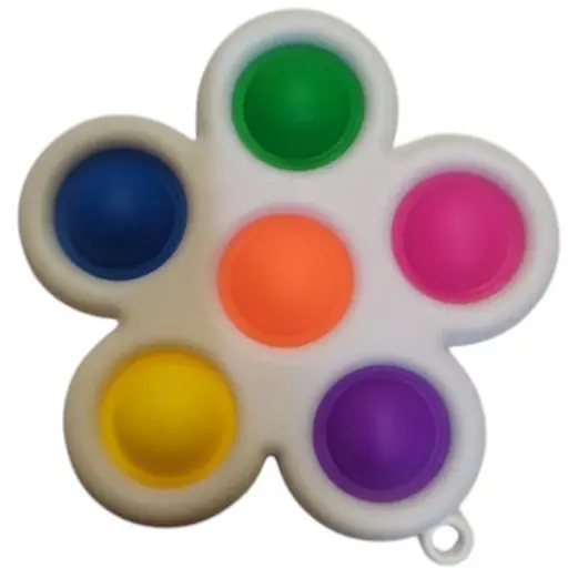 Іграшка Сімпл Дімпл різнокольоровий білий квітка антистрес 5 пупирок спінер - фото 1