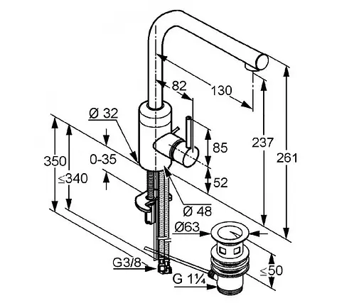 Смеситель для умывальника Kludi Bozz 382940576 - фото 2