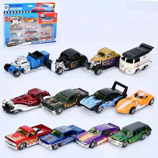 Набор машинок, 3313-9C-10C, 12 шт., металл, масштаб 1:64