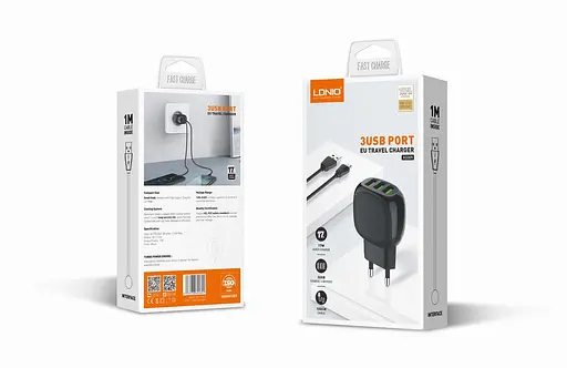 Адаптер сетевой LDNIO Micro USB Cable A3309 3 USB-выхода 3.4 A зарядный черный - фото 5