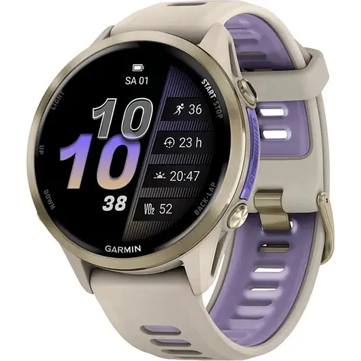 Смарт-часы Garmin Forerunner 970 Soft Gold Titanium w. French Gray C. и French Gray/T. Indigo Band 010-02969-02/12