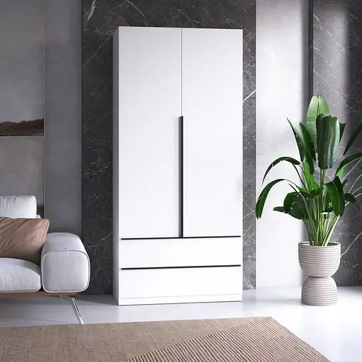 Шкаф для одежды Vays M-30, 2 ящика, со штангой и полками, ЛДСП, 100×50×220 см - для спальни, гостиной, прихожей - фото 3