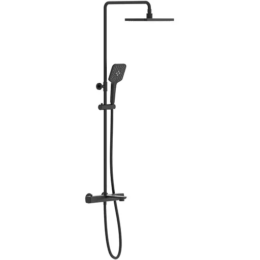 Душевая система с термостатом Imprese Bilovec с изливом верхний душ 260x188 мм black matt t048B00910SQ, Черный матовый - фото 1