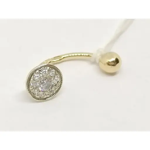 Золотая серьга-пирсинг Гаразд с фианитами. 3582594 - фото 2