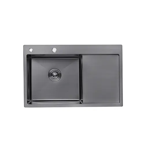 Кухонна мийка Kroner KRP Schwarze - 7849LHM PVD (3,0/1,0 мм) CV025278, Чорний - фото 1