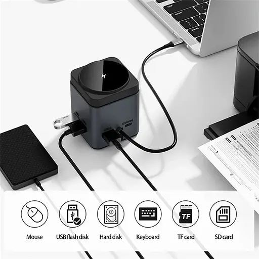 БЗП + HUB WIWU Wi-W025 Cube 9in1 USB-C Gray - фото 4
