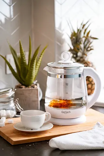 Стеклянный чайник 1,5 л с заварочным узлом и контролем температуры Gerlach GL 1296 - фото 9