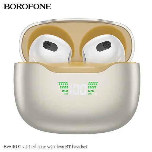 Наушники Borofone BW40 Gratified true wireless BT headset Champagne Gold - фото 5