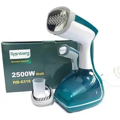 Хороший паровий ручної праска щітка Rainberg RB-6316 відпарювач для одягу будинку і штор c насадками - фото 1