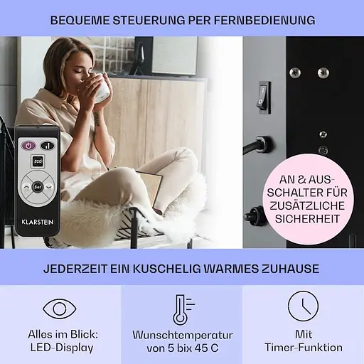 Конвекторний обігрівач Klarstein Bornholm 1000 Вт чорний (10031981)  - фото 3