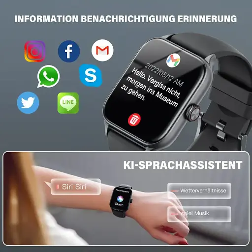 Розумний годинник LESHIDO для чоловіків і жінок, 1,85-дюймовий сенсорний кольоровий дисплей із викликами через Bluetooth - фото 3