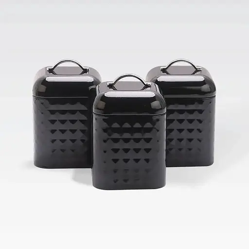 Набір металевих ємностей Maestro MR-1676-3S-BLACK для чаю кави та цукру Комплект з трьох баночок 900мл - фото 1