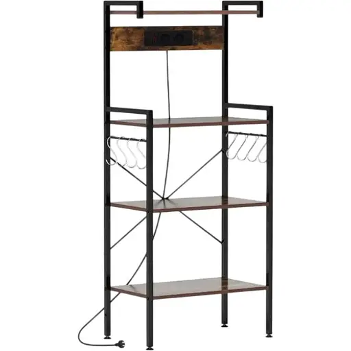 Стеллаж Costway Surette с местом для микроволновки и с двумя розетками в стиле Loft