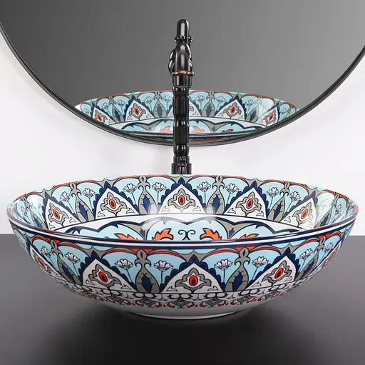 Умивальник Rea Mexico накладний з візерунком REA-U6030, Цветной - фото 3